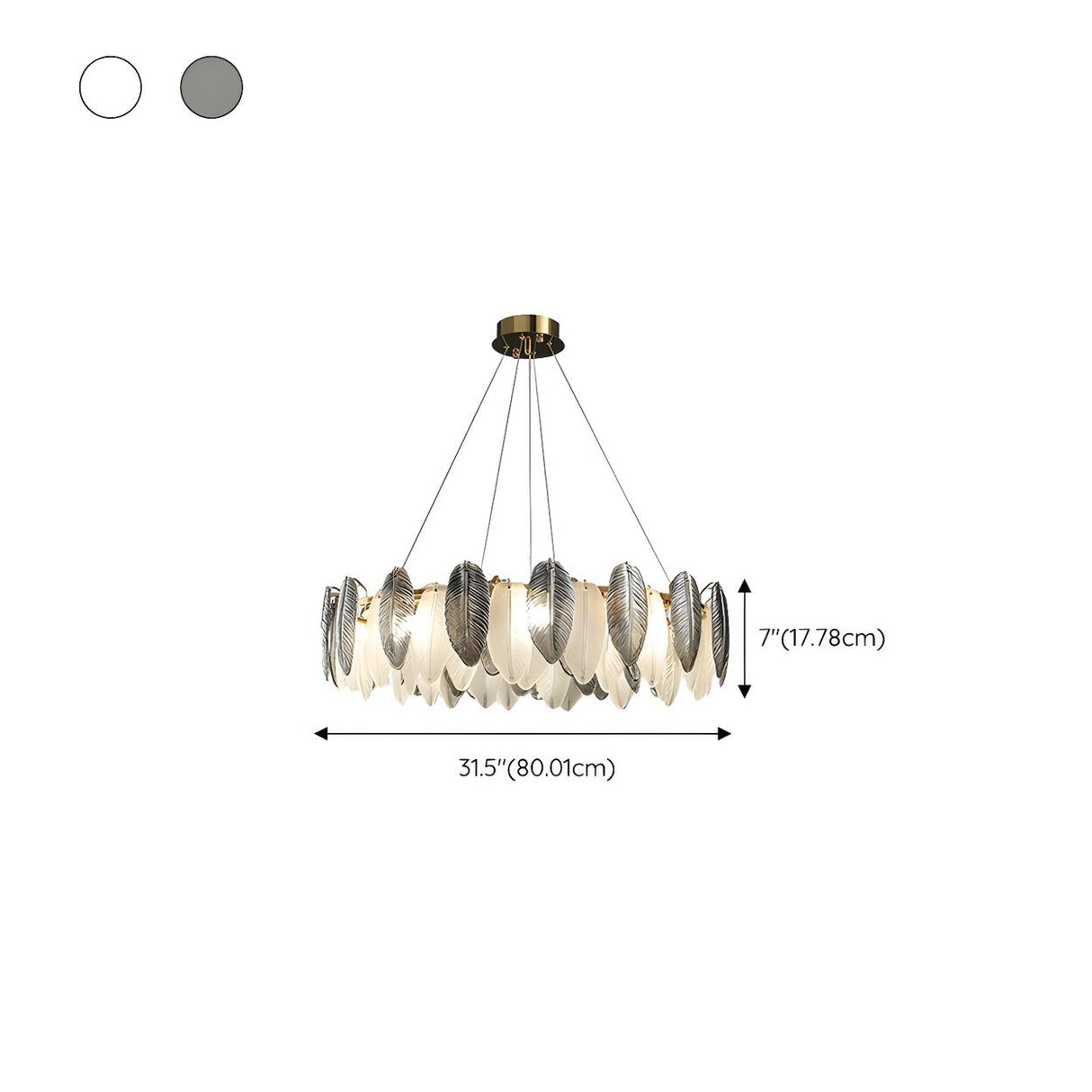 Modern Feather Clear Glass Round Pendant Chandelier Image - 17