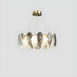 Modern Feather Clear Glass Round Pendant Chandelier Image - 3