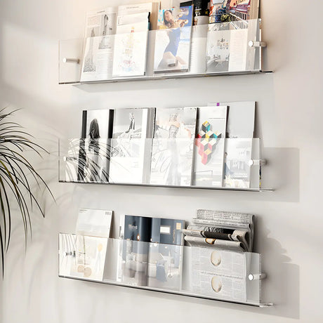 Modern Floating Acrylic Wall Mount Organizer Bookshelf Image - 1