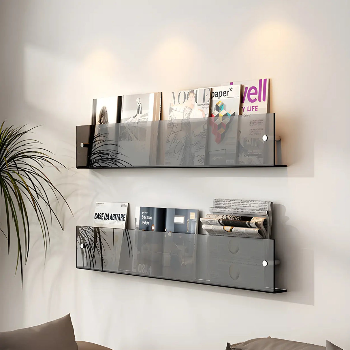 Modern Floating Acrylic Wall Mount Organizer Bookshelf Image - 10