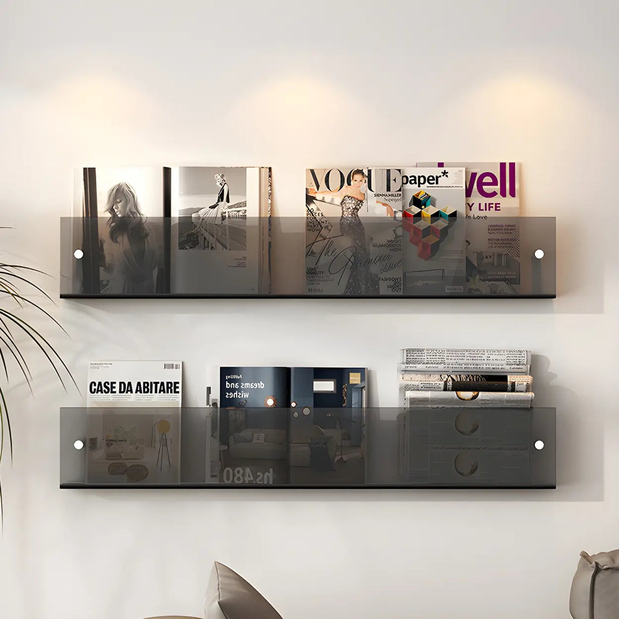 Modern Floating Acrylic Wall Mount Organizer Bookshelf Image - 11