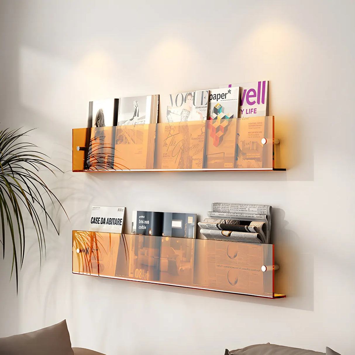 Modern Floating Acrylic Wall Mount Organizer Bookshelf Image - 12