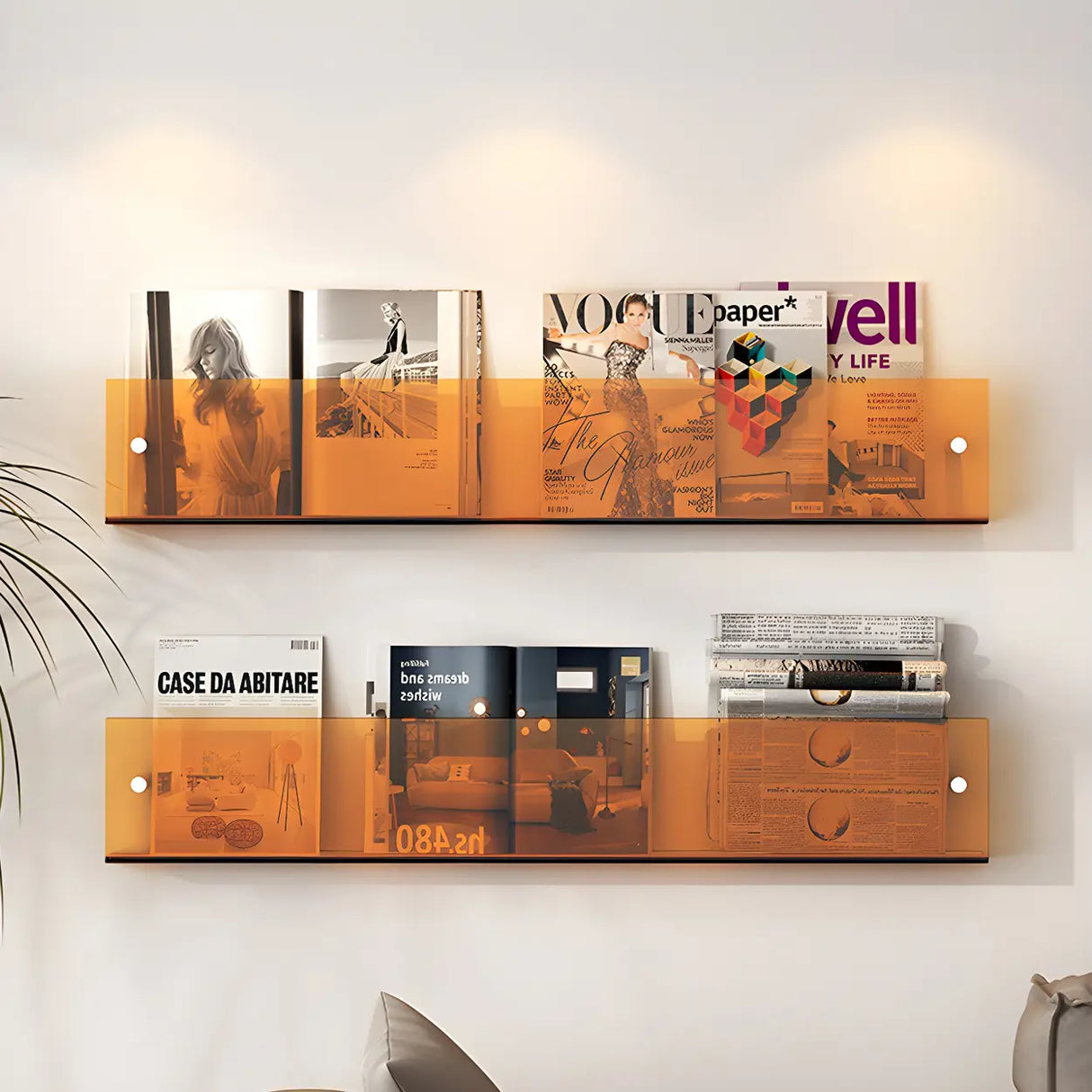 Modern Floating Acrylic Wall Mount Organizer Bookshelf Image - 13