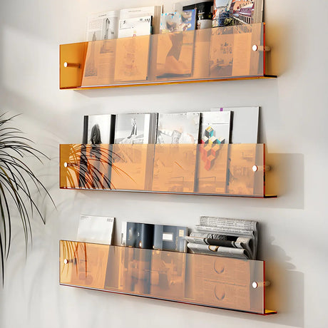 Modern Floating Acrylic Wall Mount Organizer Bookshelf Image - 3