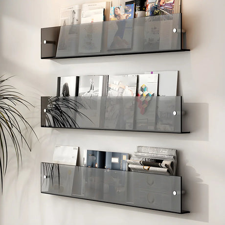 Modern Floating Acrylic Wall Mount Organizer Bookshelf Image - 2