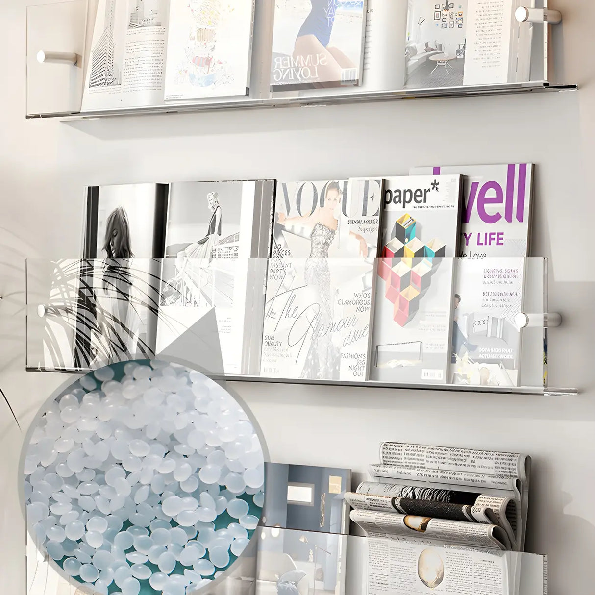 Modern Floating Acrylic Wall Mount Organizer Bookshelf Image - 7