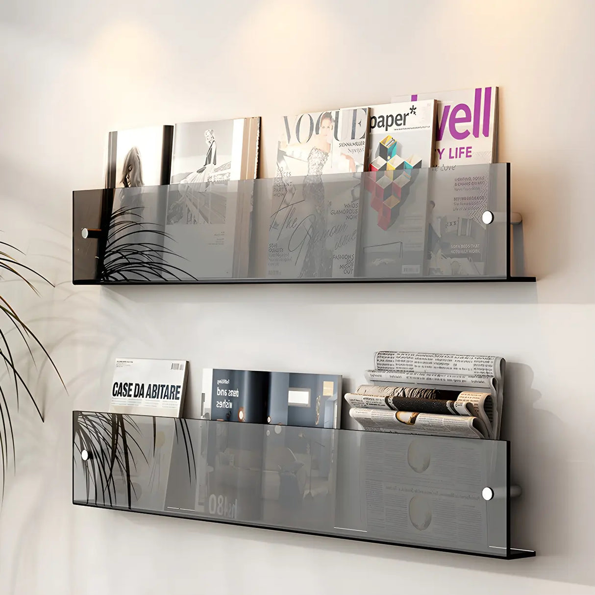 Modern Floating Acrylic Wall Mount Organizer Bookshelf Image - 8
