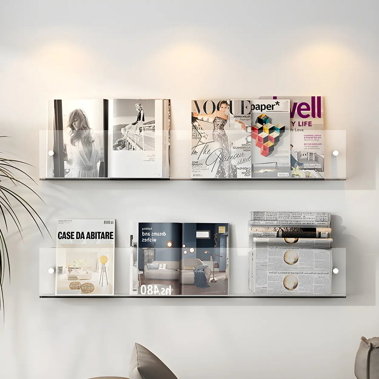 Modern Floating Acrylic Wall Mount Organizer Bookshelf Image - 9