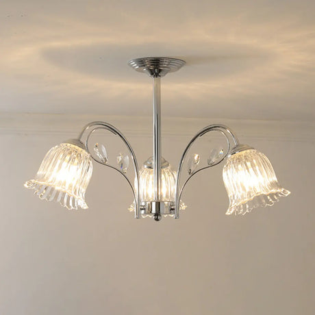 Modern Floral Clear Glass Living Room Chandelier Image - 2