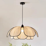 Modern Floral Petal Wooden Pendant Light Fixed Wiring Image - 4
