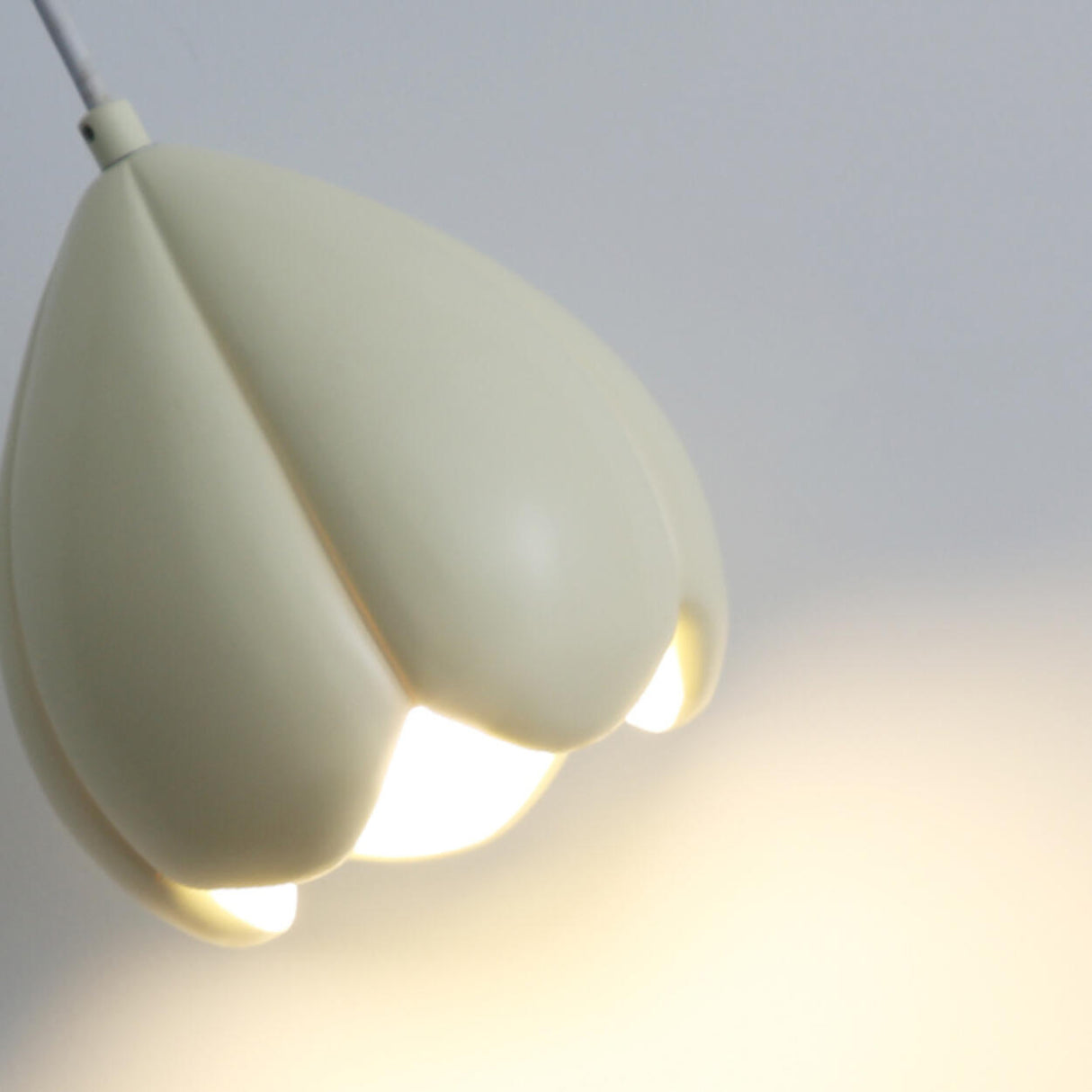 Modern Flower Bud Green Ivory Resin Pendant Light Bedroom Image - 11