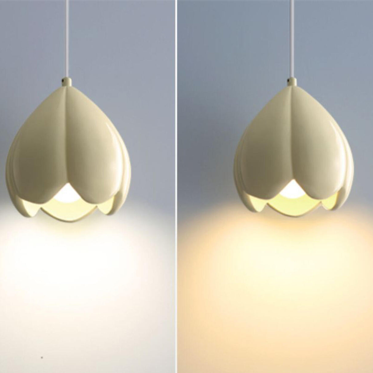 Modern Flower Bud Green Ivory Resin Pendant Light Bedroom Image - 12
