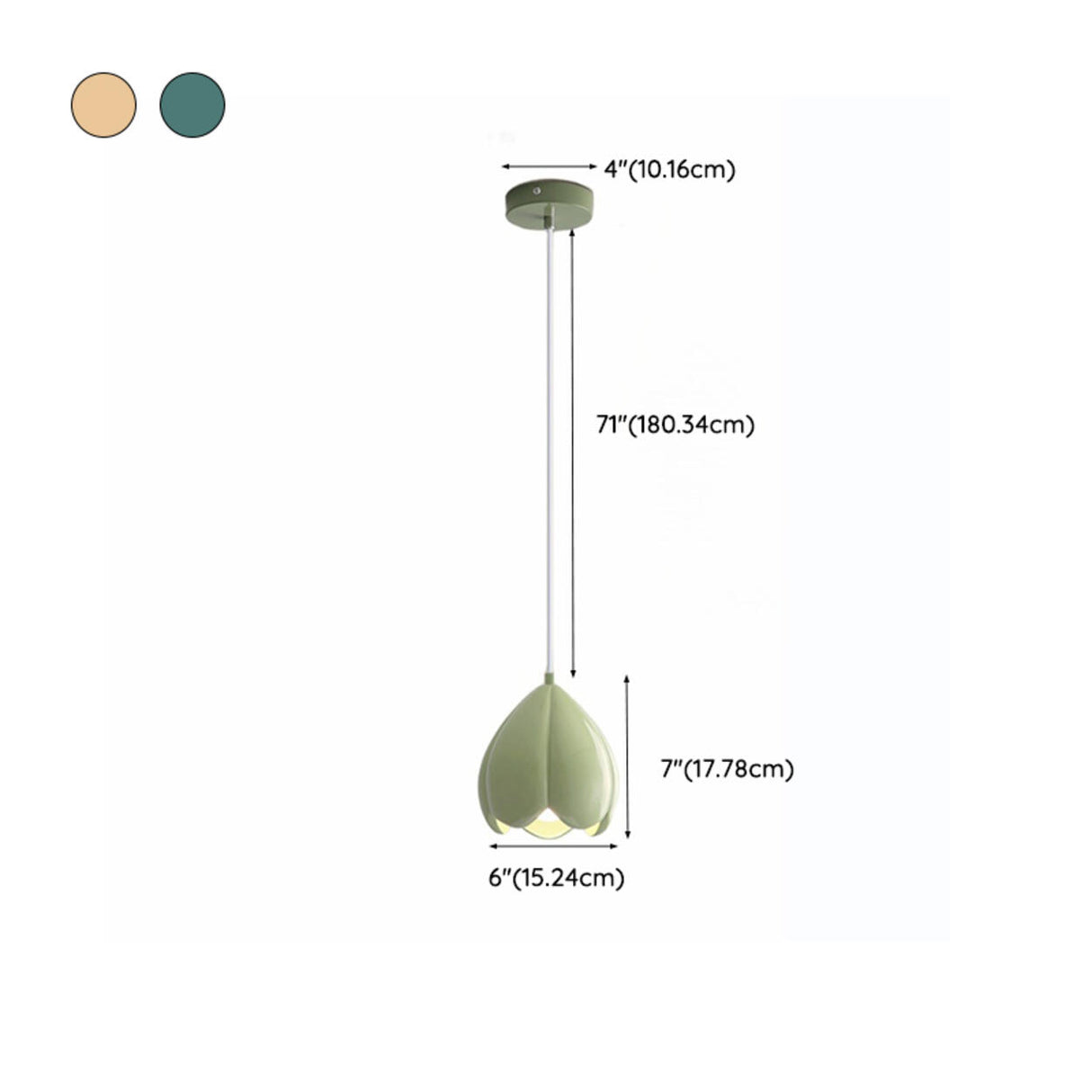 Modern Flower Bud Green Ivory Resin Pendant Light Bedroom 