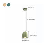Modern Flower Bud Green Ivory Resin Pendant Light Bedroom #size