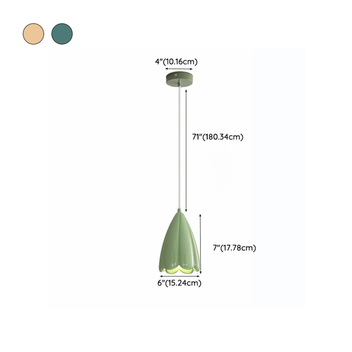Modern Flower Bud Green Ivory Resin Pendant Light Bedroom Image - 16