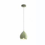 Modern Flower Bud Green Ivory Resin Pendant Light Bedroom Image - 3