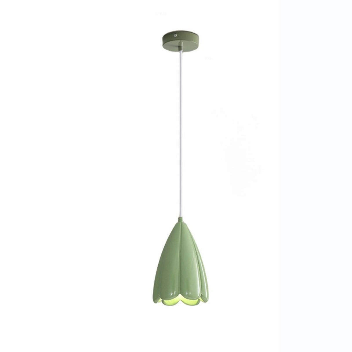 Modern Flower Bud Green Ivory Resin Pendant Light Bedroom Image - 7