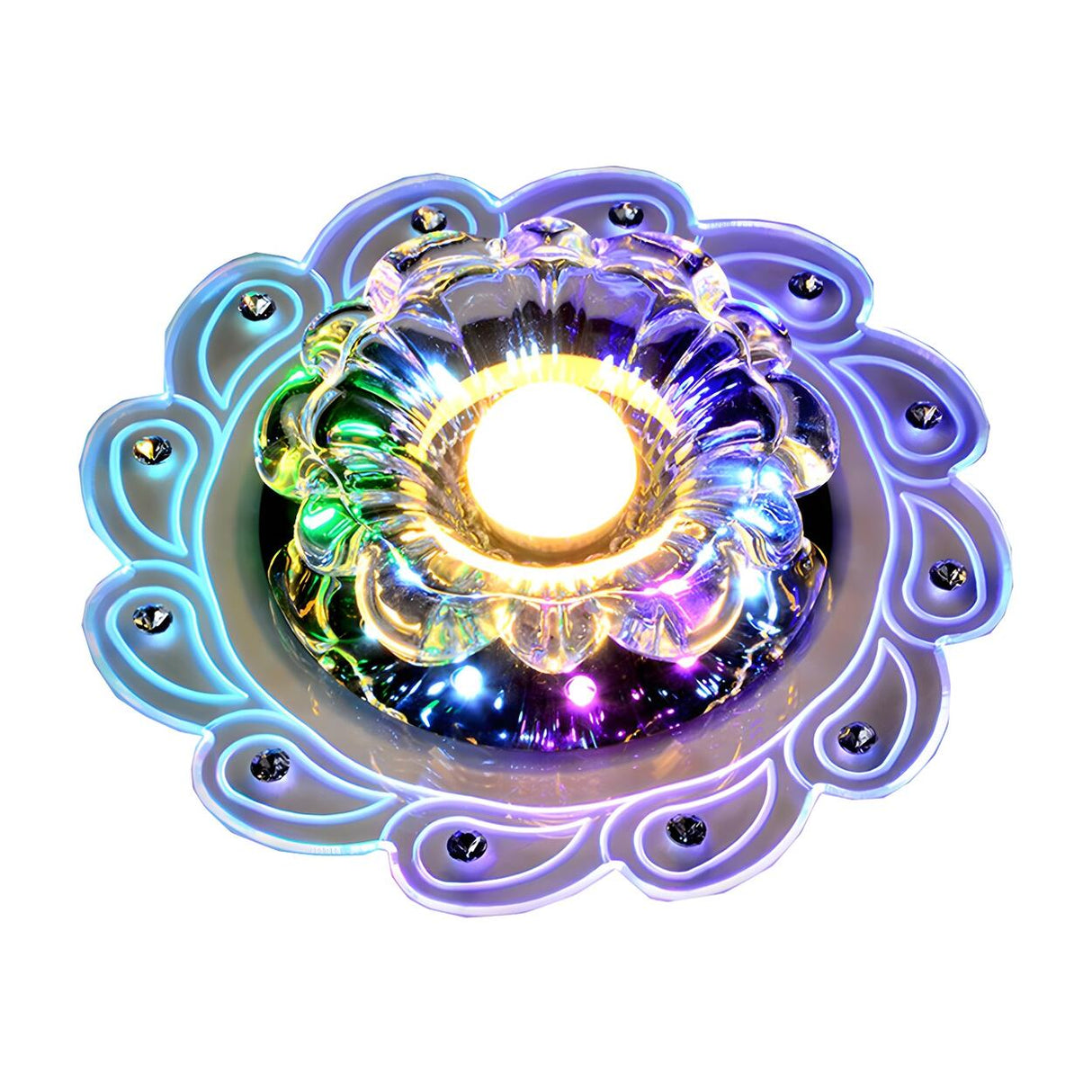 Modern Flower Crystal LED Flush Mount Ceiling Light Image - 3