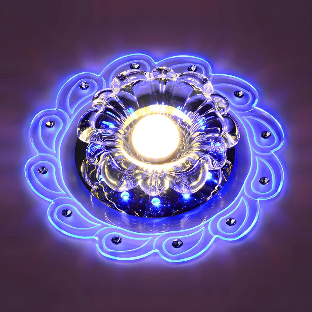 Modern Flower Crystal LED Flush Mount Ceiling Light Image - 4