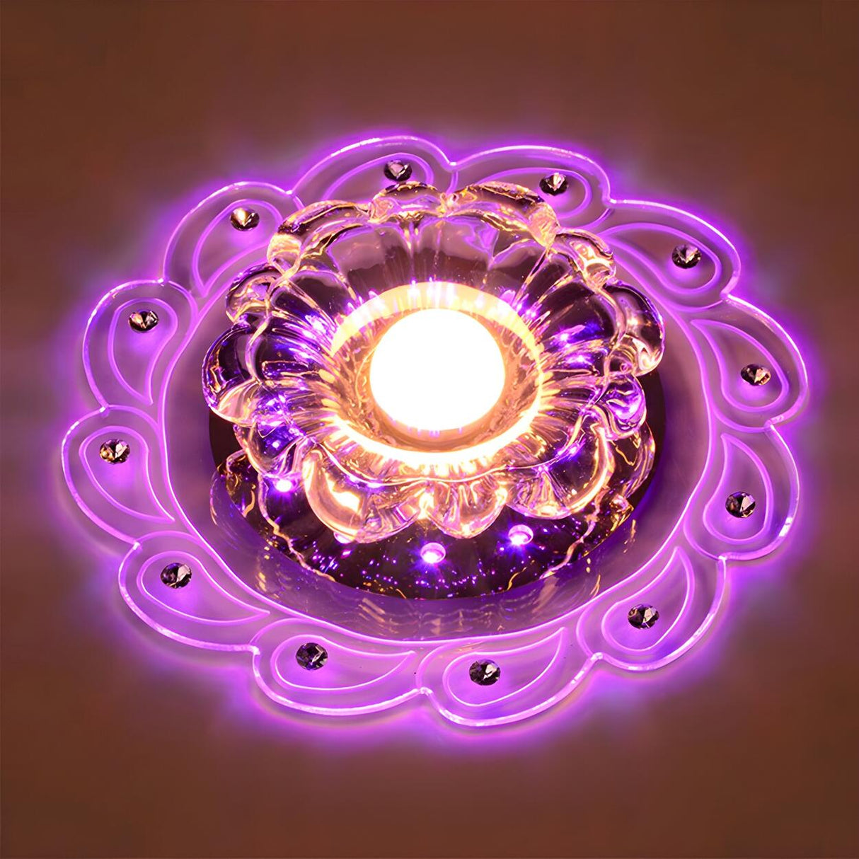 Modern Flower Crystal LED Flush Mount Ceiling Light Image - 5