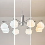 Chrome Globe Glass White Modern Chandelier Adjustable Height Image - 13