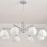 Chrome Globe Glass White Modern Chandelier Adjustable Height Image - 9