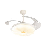 Modern Flower Shape LED Polymer White 4-Blade Retractable Ceiling Fan Light Image - 5