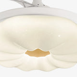 Modern Flower Shape LED Polymer White 4-Blade Retractable Ceiling Fan Light Image - 7