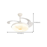 Modern Flower Shape LED Polymer White 4-Blade Retractable Ceiling Fan Light #size