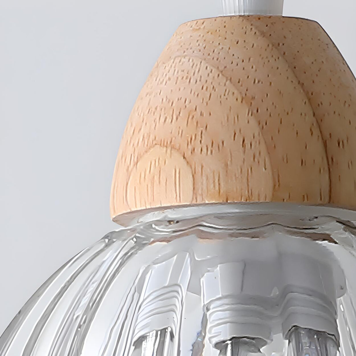Modern Flower Wood Clear Glass Pendant Lights Image - 10