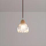 Modern Flower Wood Clear Glass Pendant Lights Image - 5