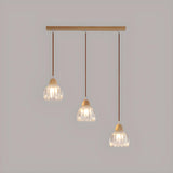 Modern Flower Wood Clear Glass Pendant Lights Image - 8