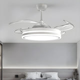 Modern Flush Mount Round LED Ceiling Fan with Light Image - 1