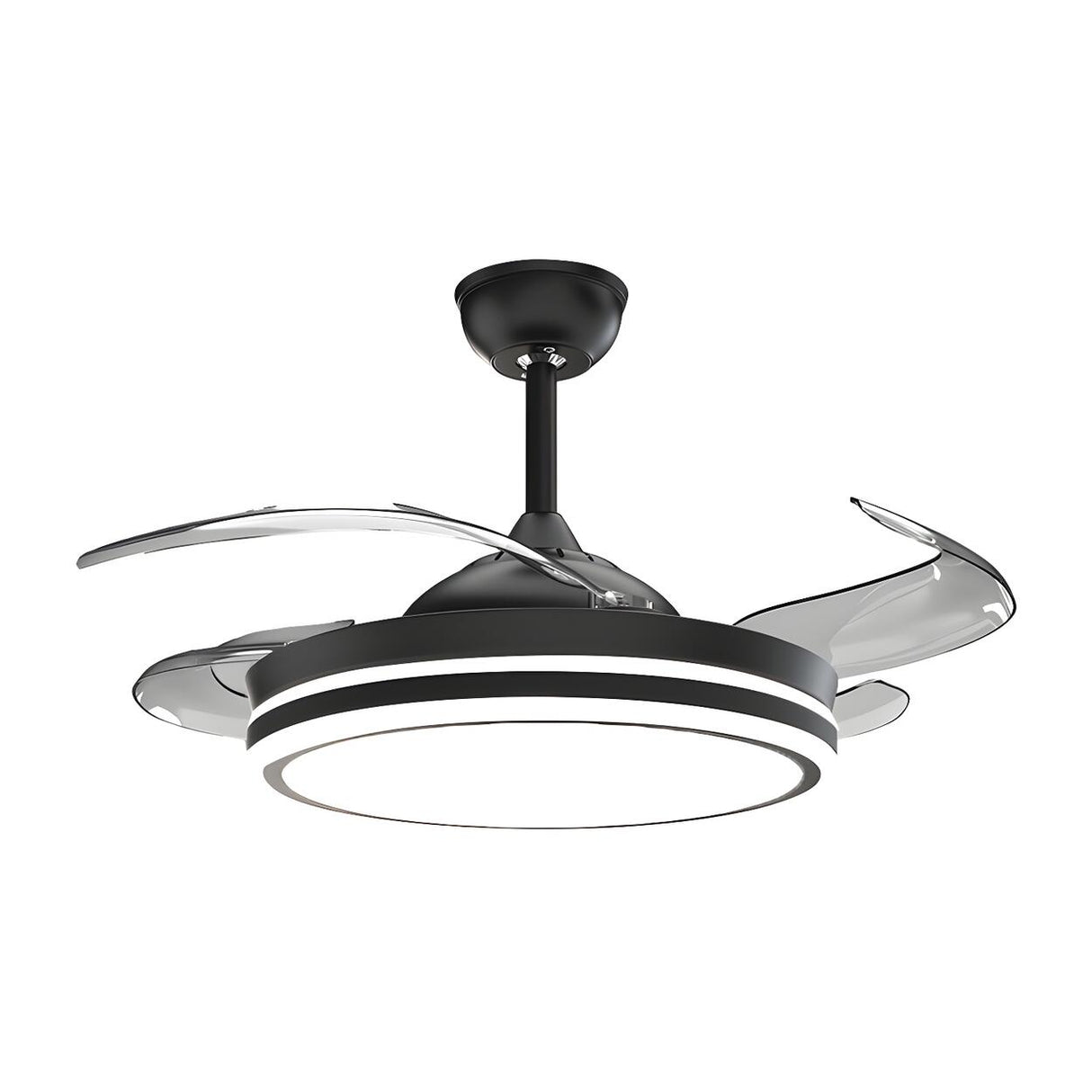Modern Flush Mount Round LED Ceiling Fan with Light Image - 10