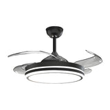 Modern Flush Mount Round LED Ceiling Fan with Light Image - 10