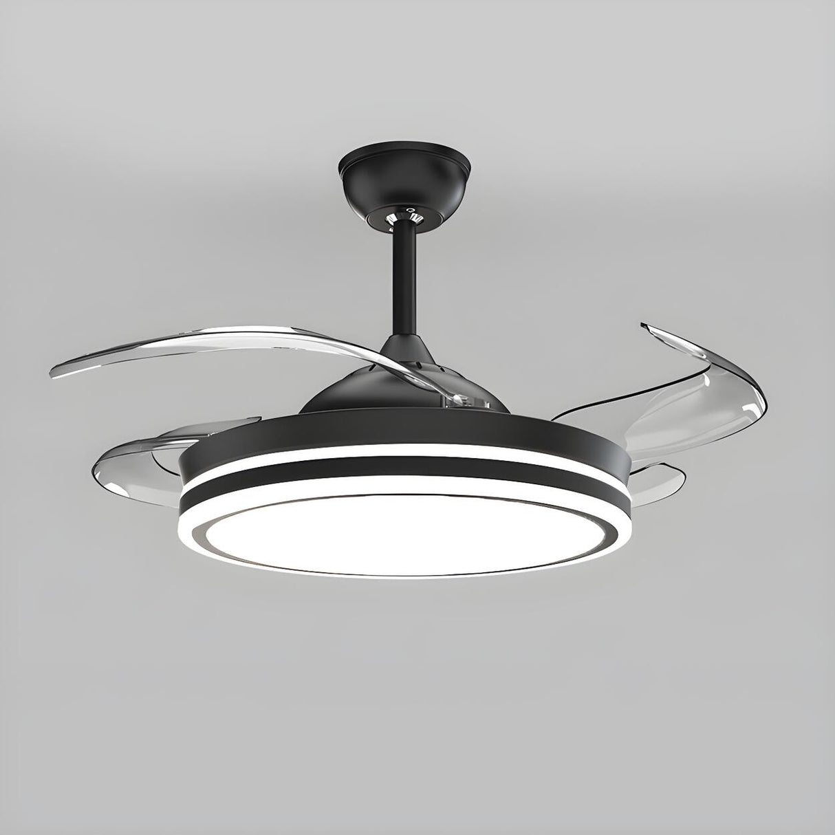 Modern Flush Mount Round LED Ceiling Fan with Light Image - 11
