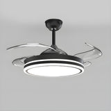 Modern Flush Mount Round LED Ceiling Fan with Light Image - 11