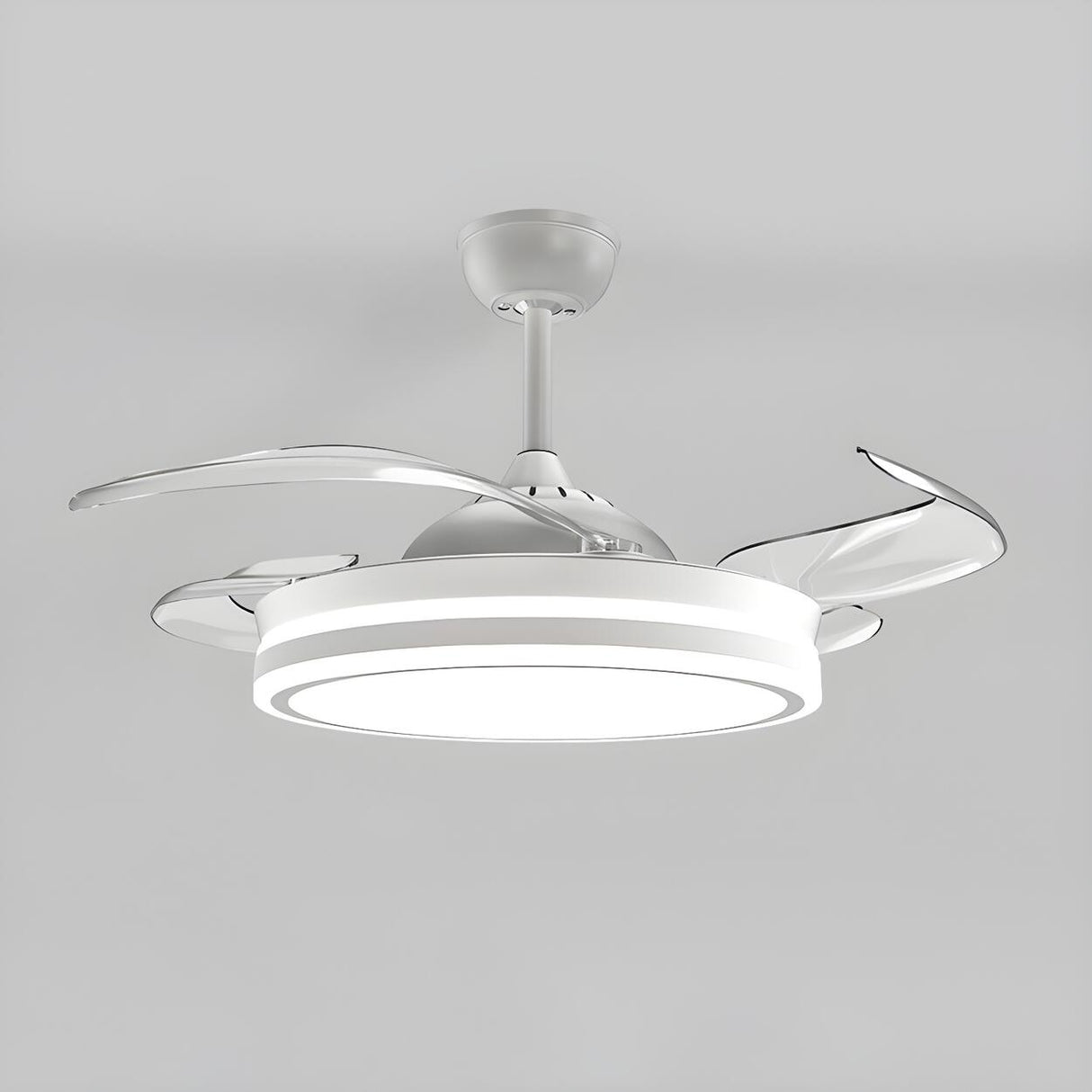 Modern Flush Mount Round LED Ceiling Fan with Light Image - 12