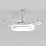 Modern Flush Mount Round LED Ceiling Fan with Light Image - 12