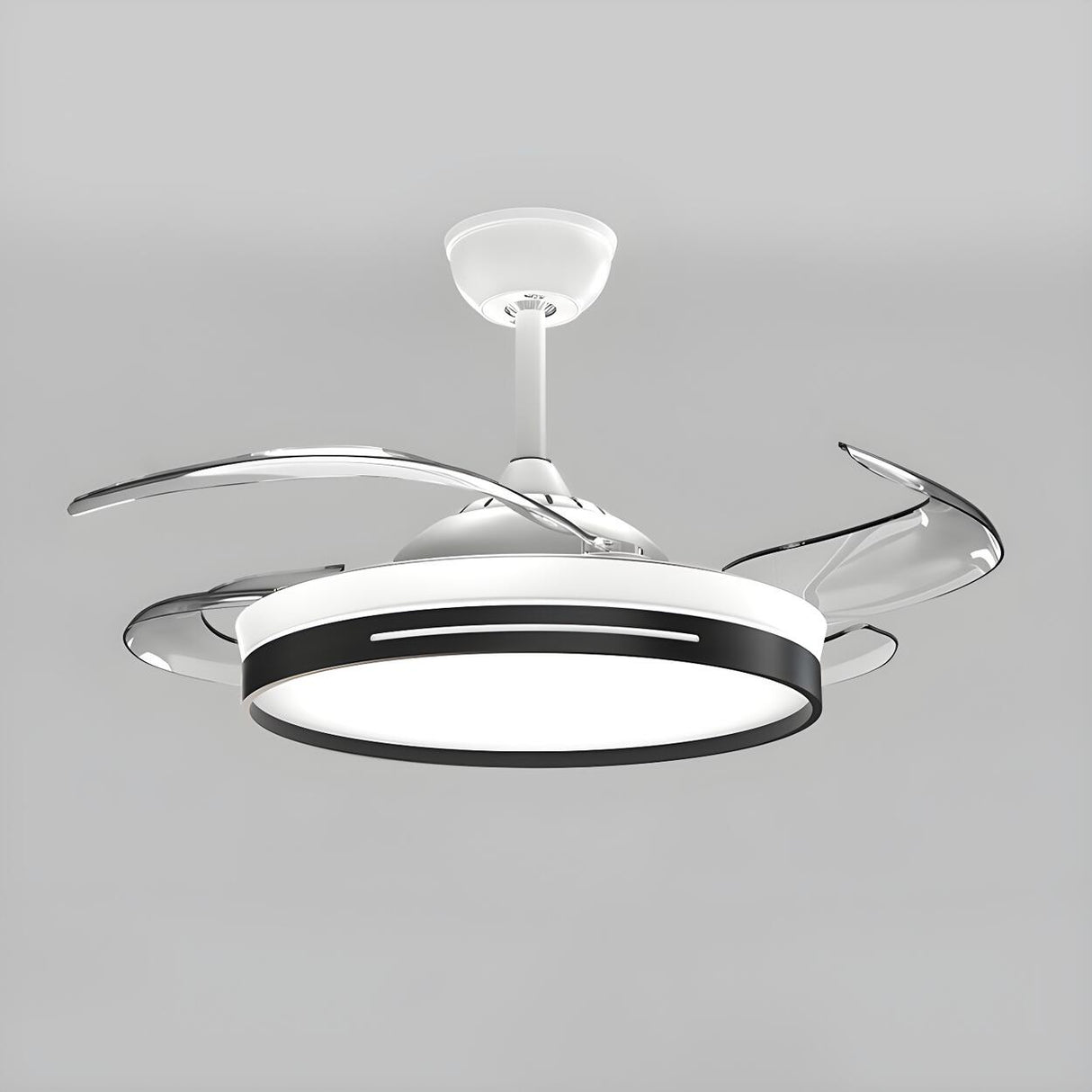 Modern Flush Mount Round LED Ceiling Fan with Light Image - 13