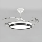 Modern Flush Mount Round LED Ceiling Fan with Light Image - 13
