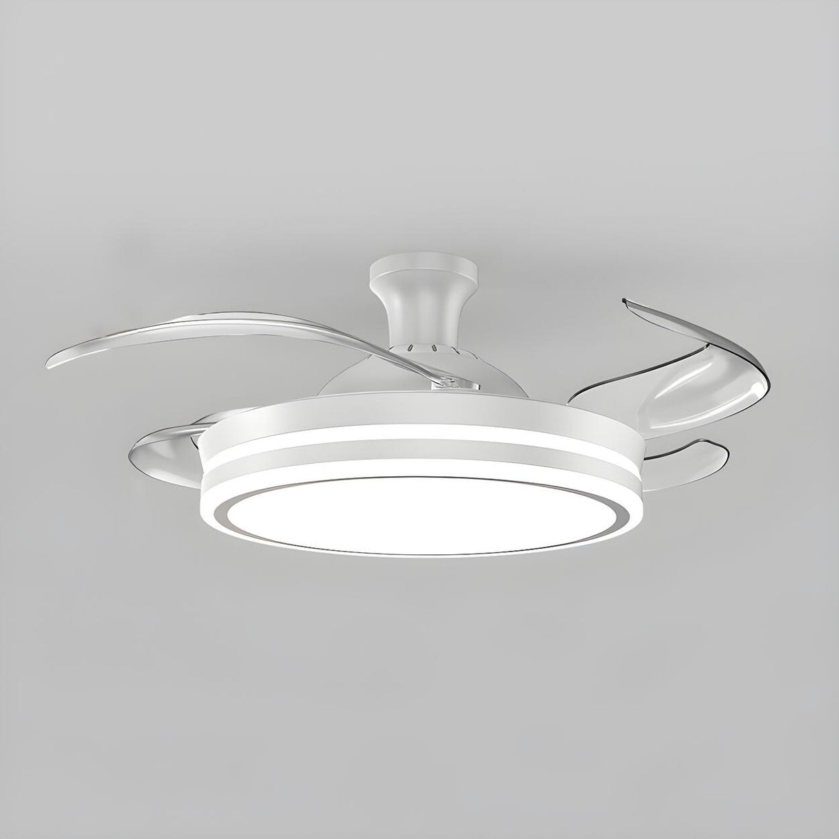 Modern Flush Mount Round LED Ceiling Fan with Light Image - 14