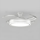 Modern Flush Mount Round LED Ceiling Fan with Light Image - 14