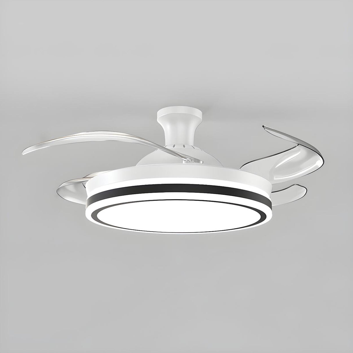 Modern Flush Mount Round LED Ceiling Fan with Light Image - 15