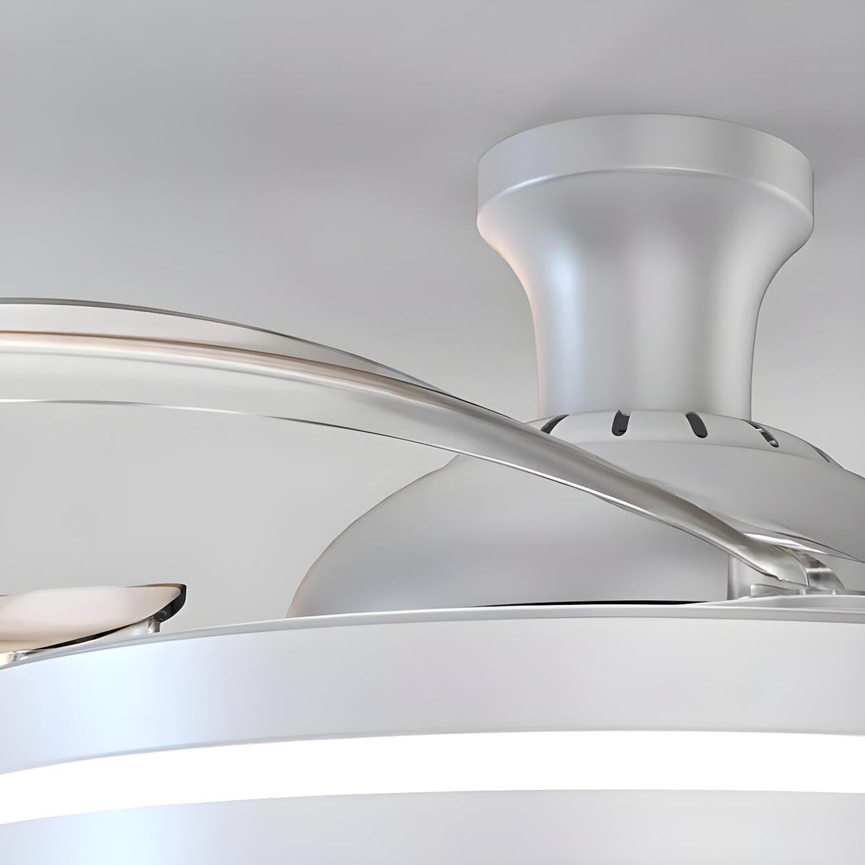Modern Flush Mount Round LED Ceiling Fan with Light Image - 16