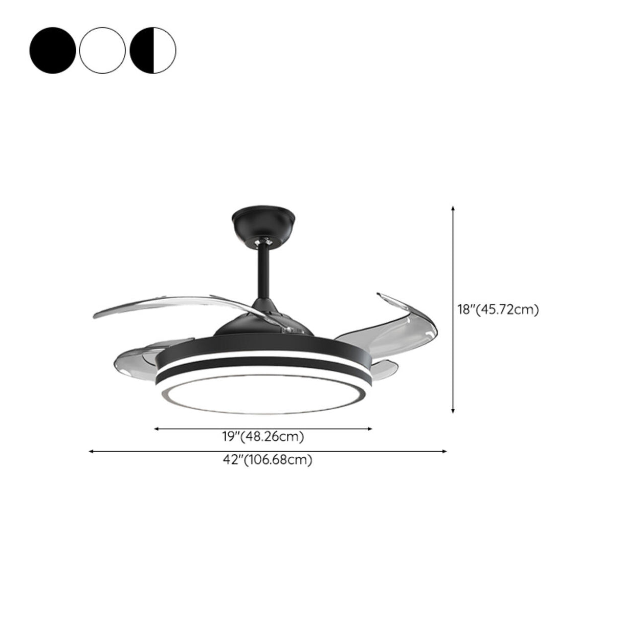 Modern Flush Mount Round LED Ceiling Fan with Light 