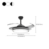 Modern Flush Mount Round LED Ceiling Fan with Light #size