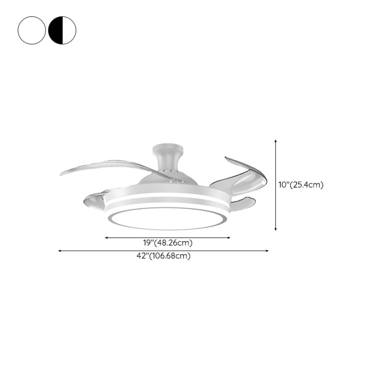 Modern Flush Mount Round LED Ceiling Fan with Light Image - 19