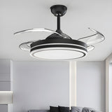 Modern Flush Mount Round LED Ceiling Fan with Light Image - 5