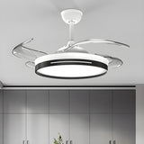 Modern Flush Mount Round LED Ceiling Fan with Light Image - 7